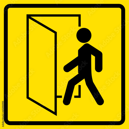 Entrance Sign, Sticker With Yellow Background, For Print, Plot, Cut.