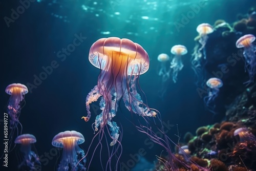 jellyfish under the ocean