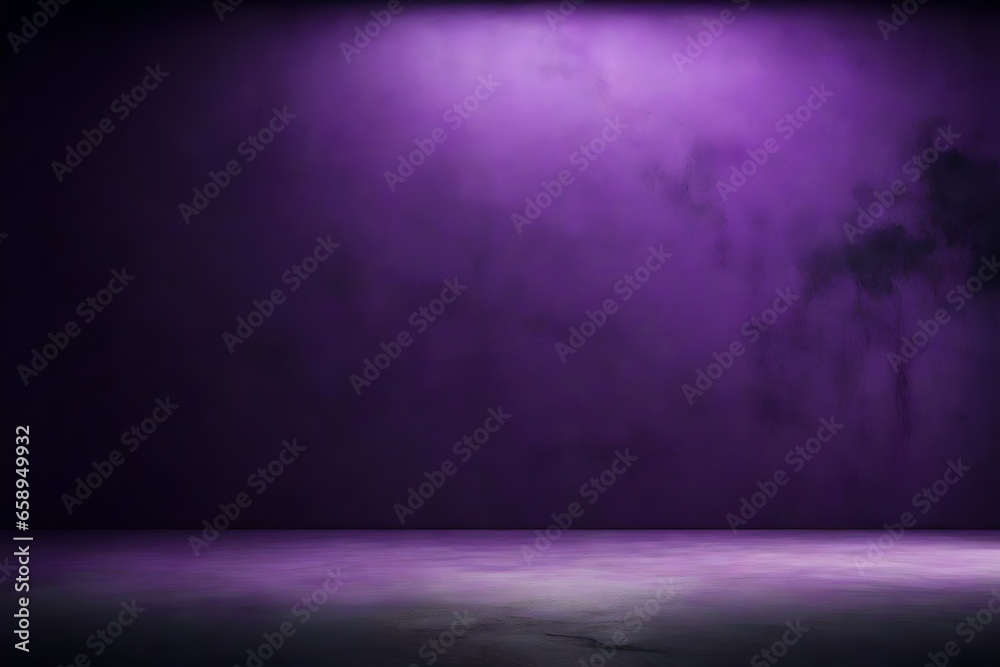 Abstract background with dark wall with copyspace and foggy concrete floor illuminated by purple color. Mock up, 3D rendering Abstract background with dark wall with copyspace and foggy concrete floor illuminated by purple color. Mock up, 3D rendering
