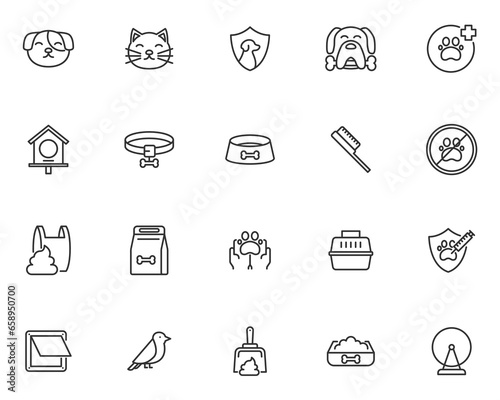 set of pet icon, dog, cat