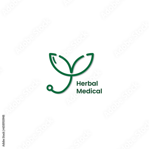 stethoscope and leaf logo, healthcare and medical logo