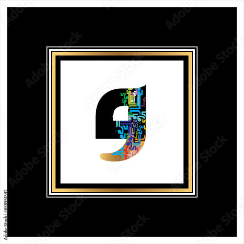 Arabic Alphabet bold kufi golden and black style 
Arabic typography on white black background