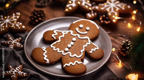 A plate of gingerbread cookies on a table
