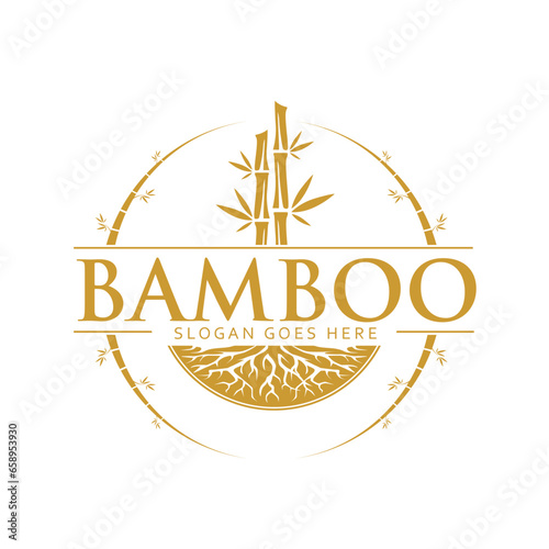 Bamboo Logo Template Vector Art on white background