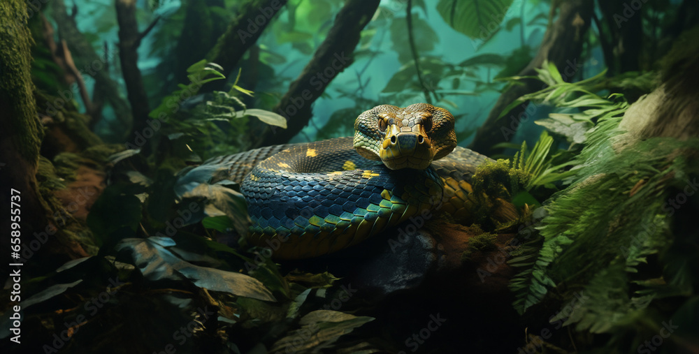 realistic unicorn snake. Generative Ai content wallpaper realistic unicorn snake. Generative Ai content wallpaper