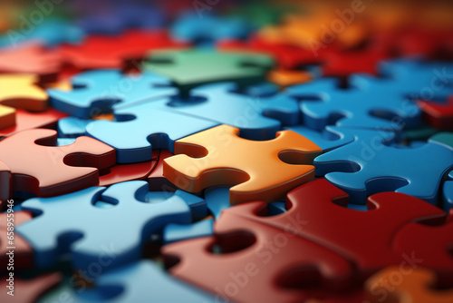 abstract illustration of puzzle pieces coming together, illustrating the concept of solving complex problems through strategic thinking. Photo