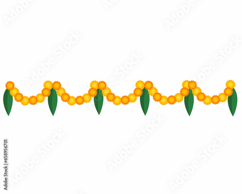 Flower garland decoration toran for Happy Diwali festival of light