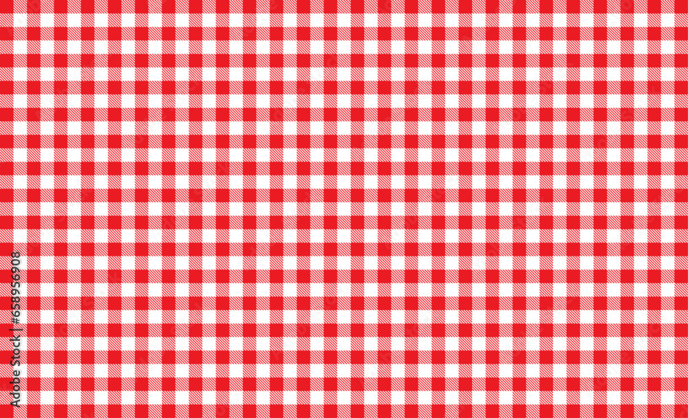 Red Gingham seamless pattern. Texture for tablecloths, clothes, Textile Design, Packaging Design, Digital Art, Printed Marketing Materials, App Interface Design, Social Media Graphics.Red Retro table