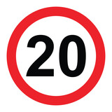 driving speed limit 20 twenty sign. printable traffic signs and symbols.