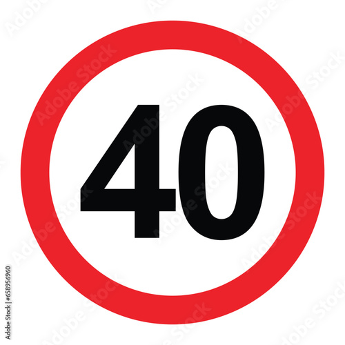 driving speed limit forty 40 sign. printable traffic signs and symbols.