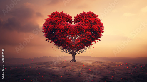 Red heart shaped tree 