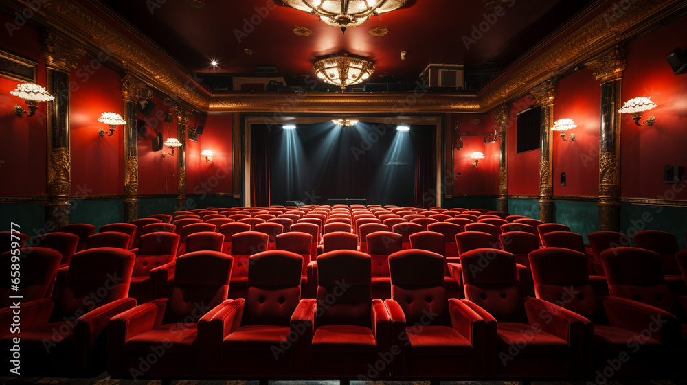 cinema hall with seats - obrazy, fototapety, plakaty 