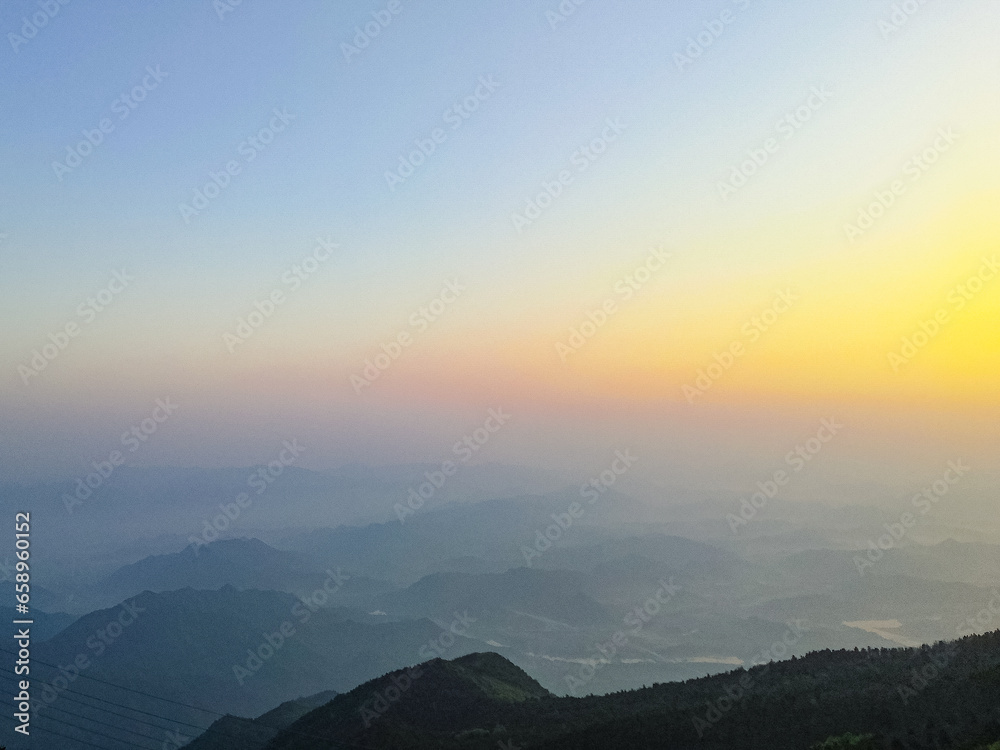 Obraz premium Kuocang Mountain, Taizhou City-Wind turbines on the top of the mountain