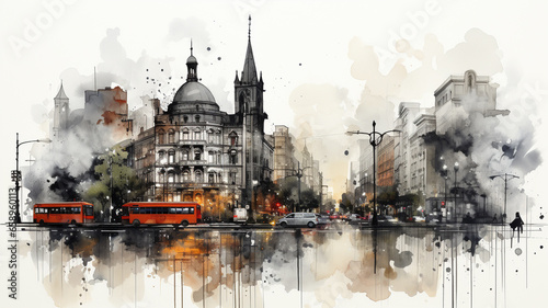 modern city skyline with skyscrapers and buildings.