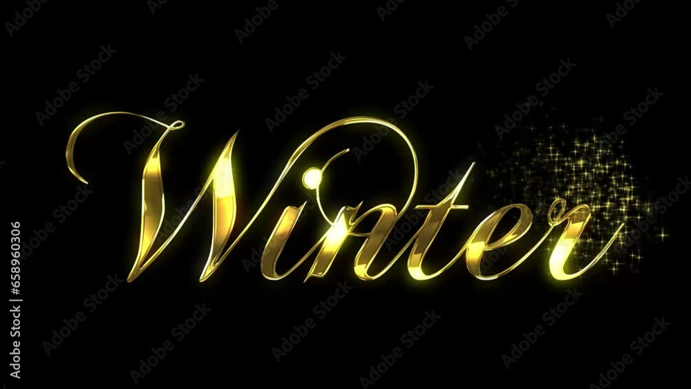 Golden text animated in a reveal with a starburst pattern