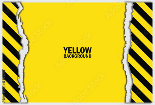Warning vector striped rectangle background. The background is torn. Warning sign Black and yellow warning lines. vector