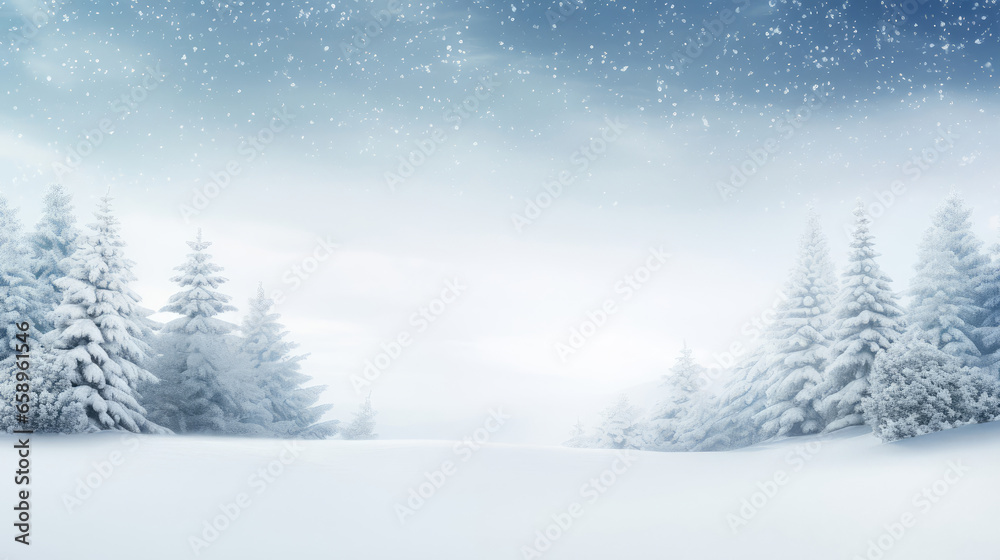 winter landscape with trees with copy space