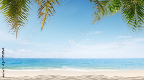 palm trees on the beach with copy space