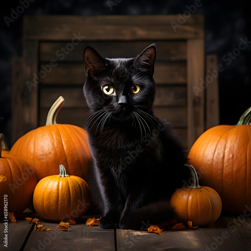 Black cat and pumpking, halloween style.