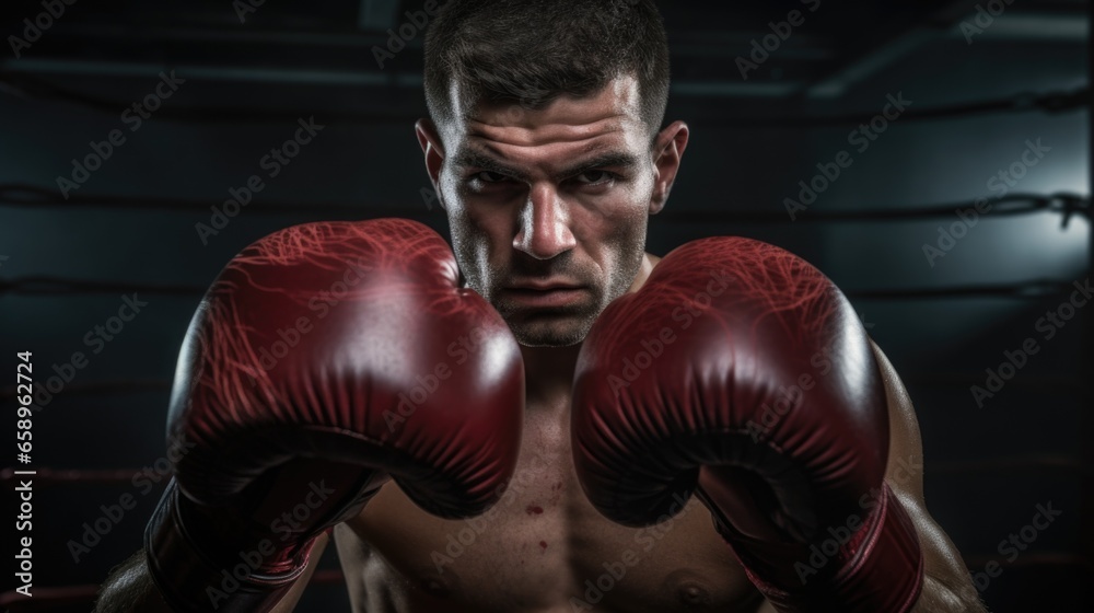 A man wearing boxing gloves in a boxing ring