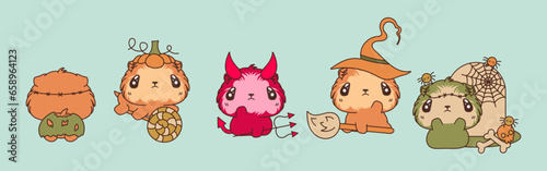 Fotografie Collection of Vector Halloween Guinea Pig Art
