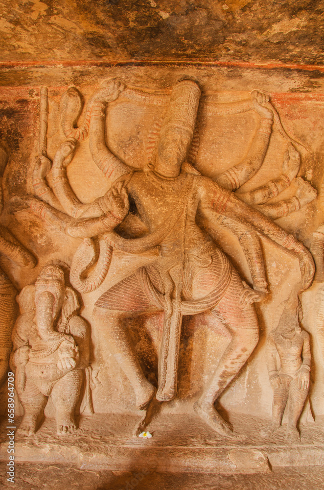 Nataraja, Badami cave temple, Badami, Karnataka, India.