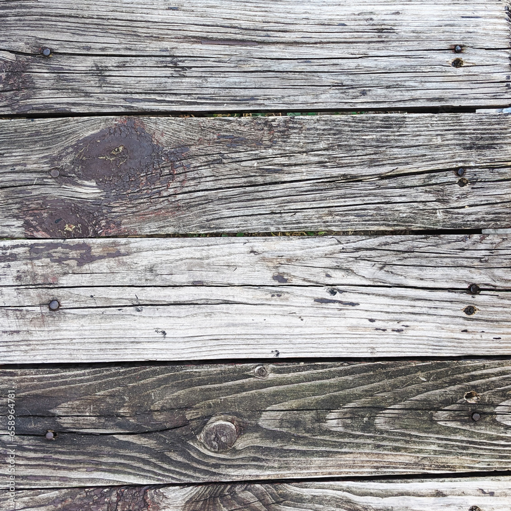 Naklejka premium Surface of wooden horizontal planks top view, wood texture