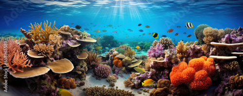 Vibrant Underwater Oasis: Fish and Coral Reef 