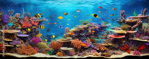 Vibrant Underwater Oasis: Fish and Coral Reef  © John Boss