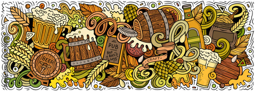 Beer doodle cartoon funny banner