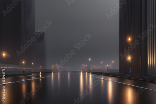 night view of the city,rainy view,generative AI