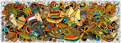 Egypt doodle cartoon funny banner