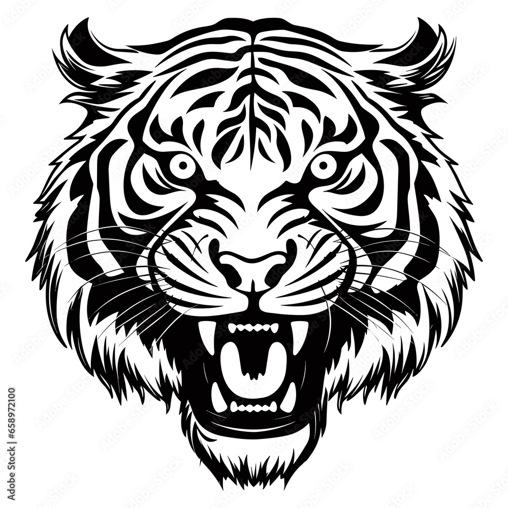 tiger head. Isolated predator illustration, Mascot silhouette of wild animal, tesfromale background. PNG tiger head. Isolated predator illustration, Mascot silhouette of wild animal, tesfromale background. PNG