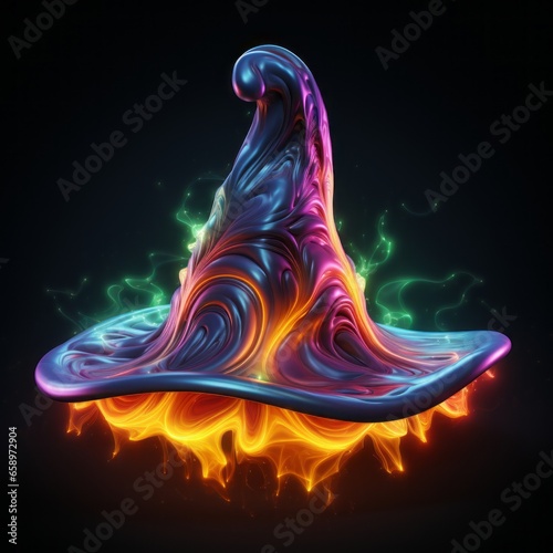 3D witch's hat in bright neon colors