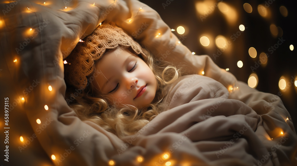 Generative AI, cute little baby sleeping in a cradle, top view, sleep, child, children, newborn, bed, bed, crib, night, dreams, toddler, childhood, bedroom, cozy home, rest, kid Generative AI, cute little baby sleeping in a cradle, top view, sleep, child, children, newborn, bed, bed, crib, night, dreams, toddler, childhood, bedroom, cozy home, rest, kid