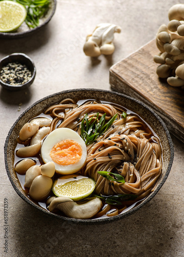 soba with mushrooms and egg