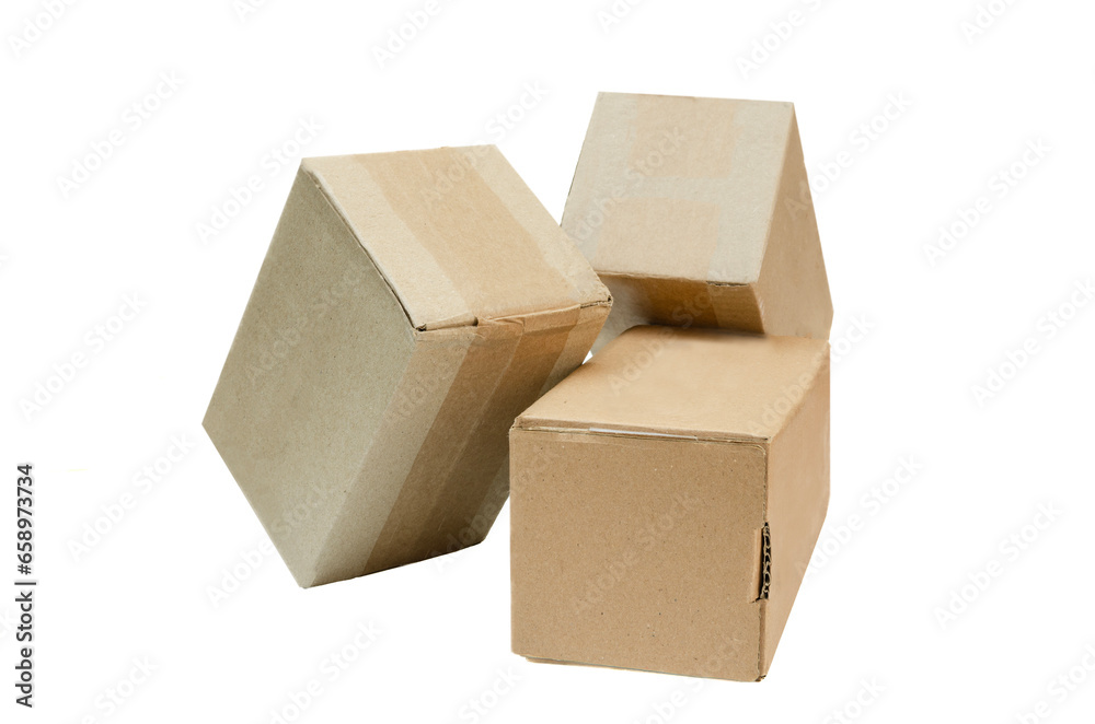Cardboard boxes on white background Cardboard boxes on white background