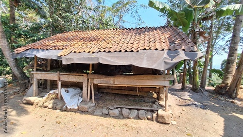 photo of a cow pen made of wood photo