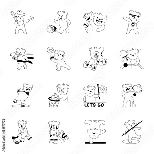 Trendy Collection of Glyph Style Sports Activities Stickers