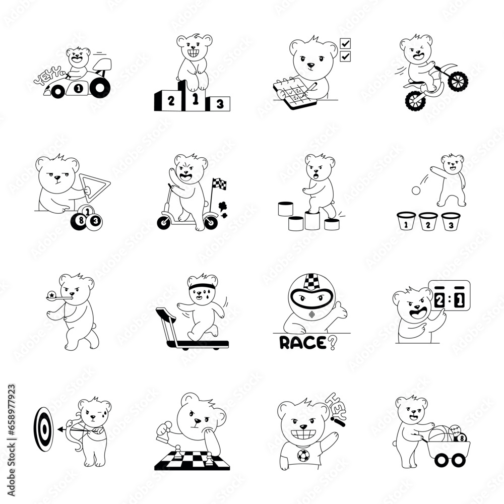 Collection of Glyph Sport Competitions Stickers 

