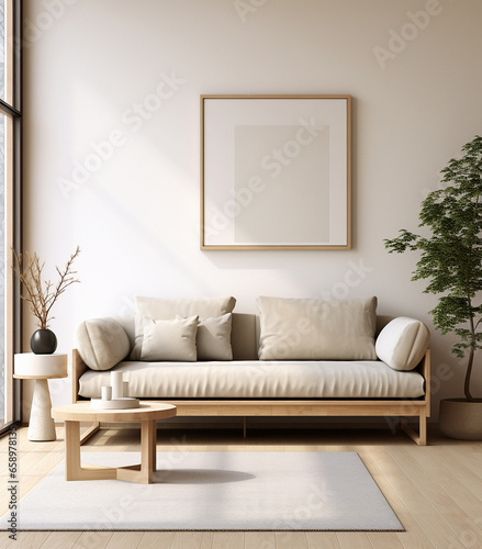 A living luxurary room of a beautiful bright modern Scandinavian style house  generative AI