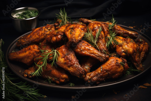 Chicken Wings on a Wooden Table
