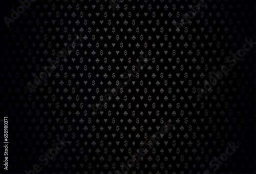 Dark black vector background with cards signs.