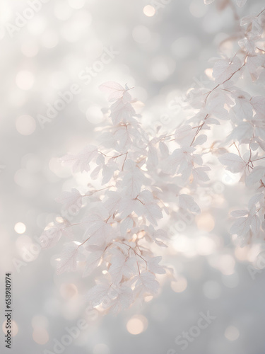 White leaves on branches of a tree. AI