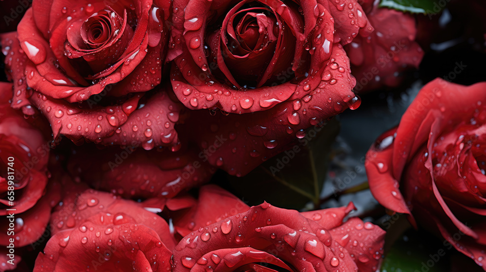 Seamless Floral Patten of Red Roses