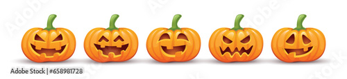 Set of scary Halloween pumpkins. Vector