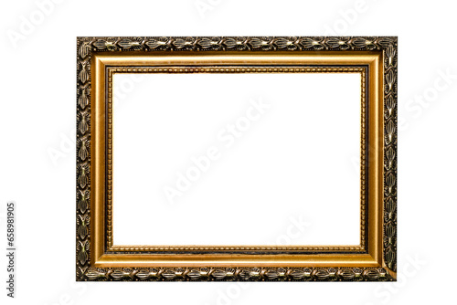 antique golden brown picture frame isolated