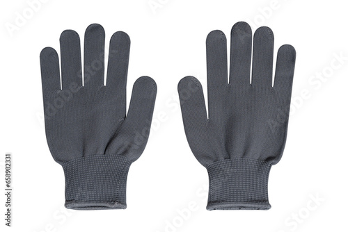 Cloth gloves coated with rubber buttons isolated on white background.