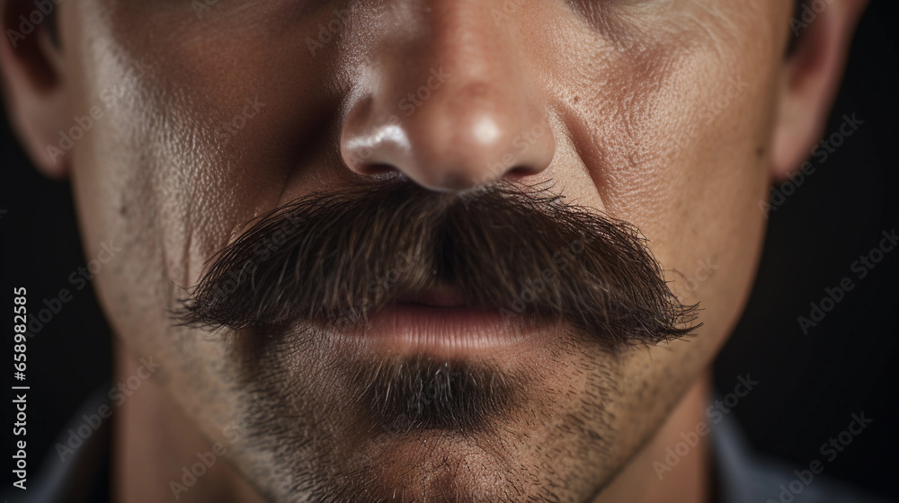 Obraz premium a goatee and mustache combo, black hair, with individual strands visible