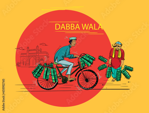 Dubba wala Mumbai people illustration